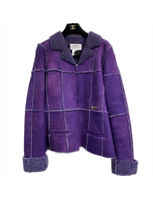 Veste CHANEL peau retournée violette T36