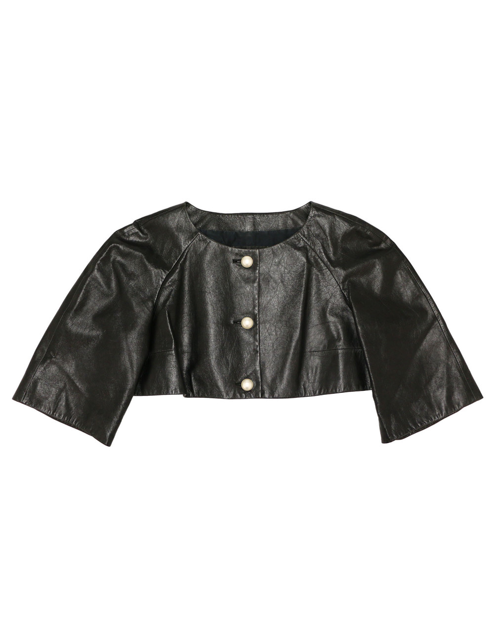 Veste courte T 38 CHANEL cuir noir 