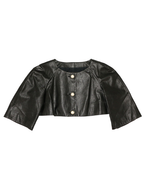 Veste courte T 38 CHANEL cuir noir 