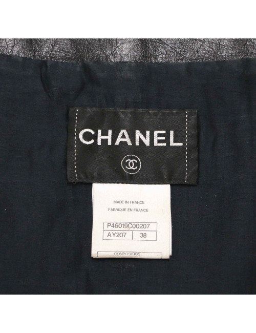 Veste courte T 38 CHANEL cuir noir 