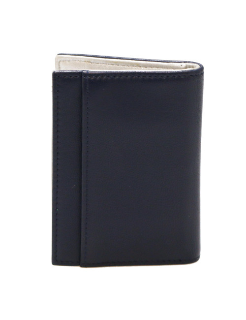 Porte cartes  CHANEL cuir bleu argent