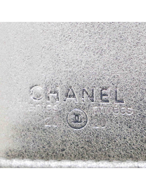 Porte cartes  CHANEL cuir bleu argent