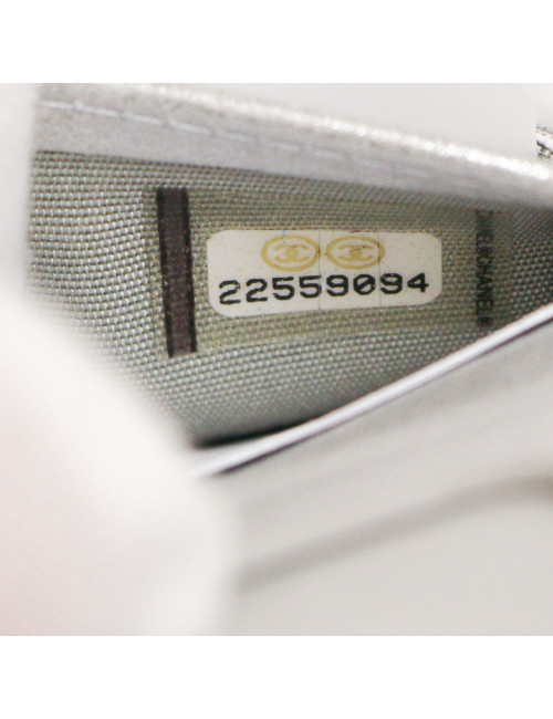 Porte cartes  CHANEL cuir bleu argent