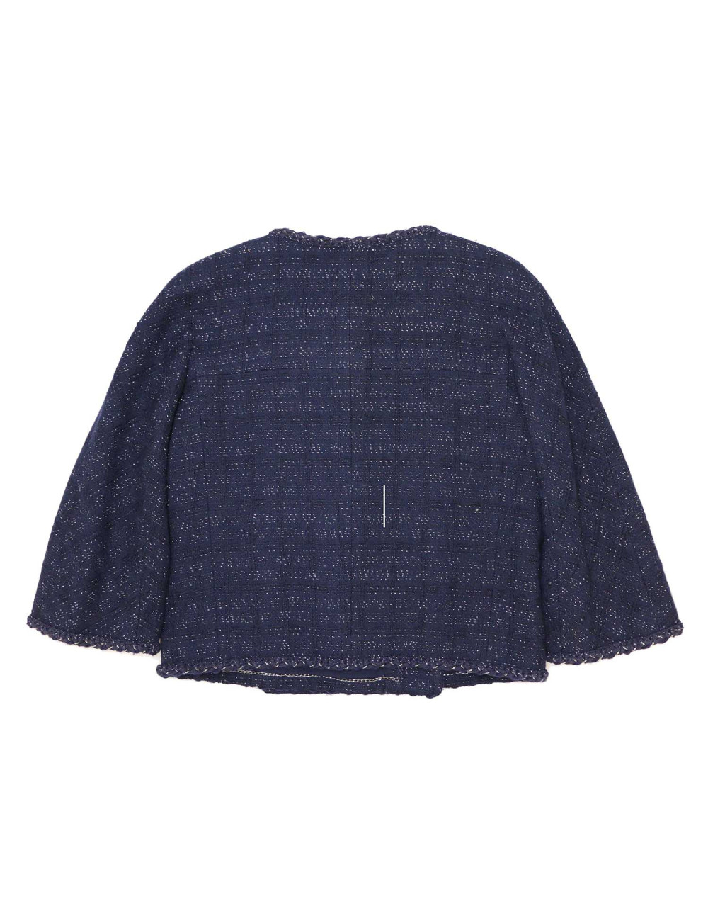 Veste T38 CHANEL tweed bleu fils d'argent