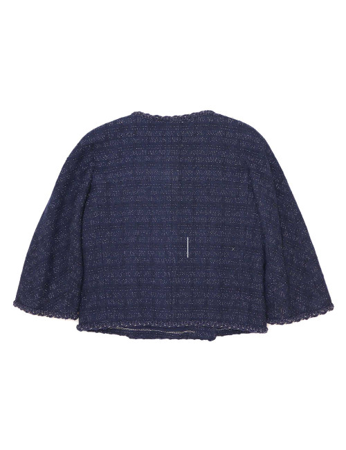 Veste T38 CHANEL tweed bleu fils d'argent