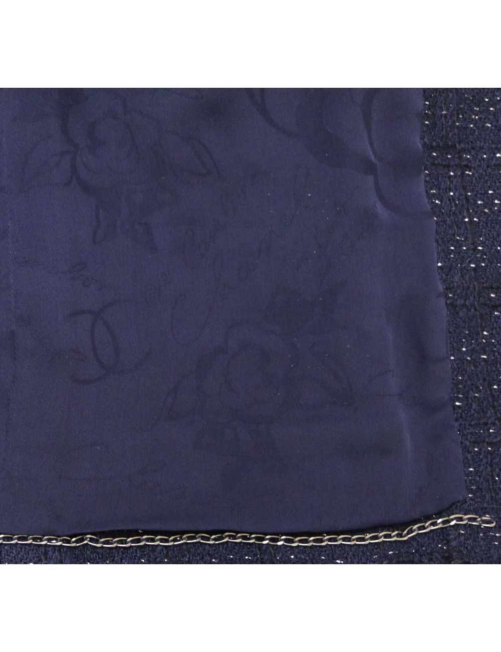 Veste T38 CHANEL tweed bleu fils d'argent