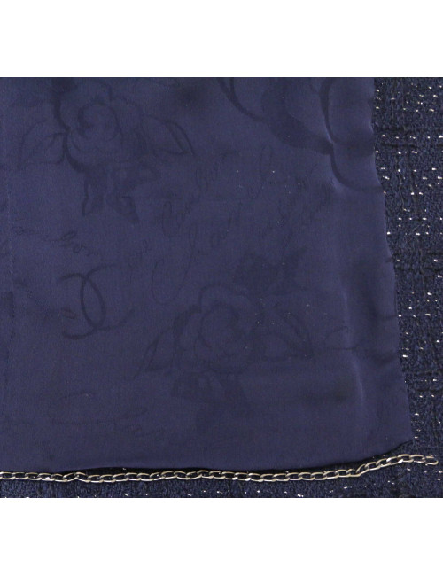 Veste T38 CHANEL tweed bleu fils d'argent