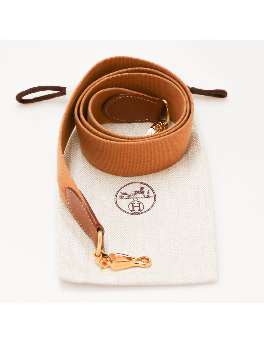 HERMES gold shoulder strap
