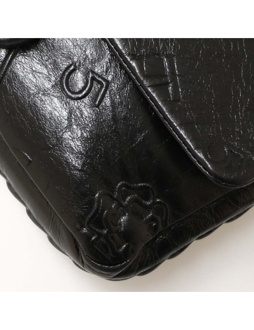 Sac CHANEL cuir embossé noir