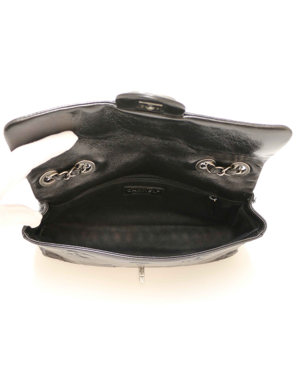 Sac CHANEL cuir embossé noir