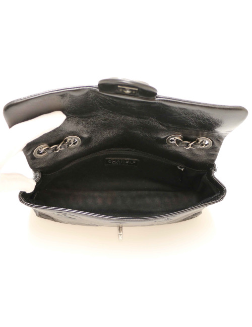 Sac CHANEL cuir embossé noir