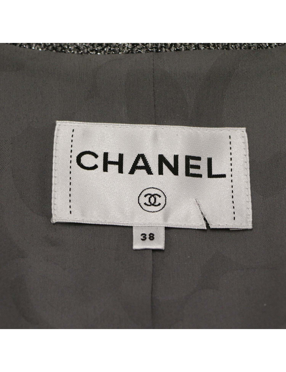 Veste T 38 CHANEL grise fils d'argent
