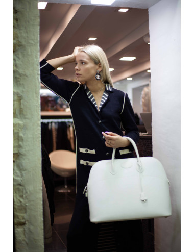 Grand sac Bolide HERMES en cuir epsom blanc 