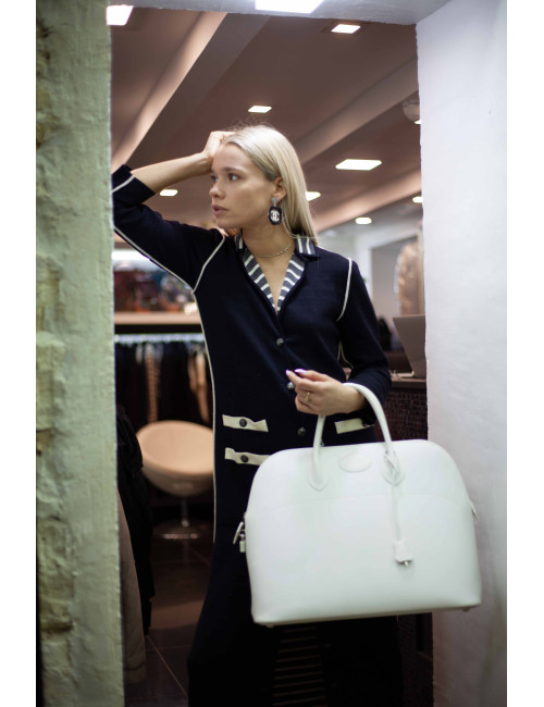 Big bag white epsom leather HERMES bolide