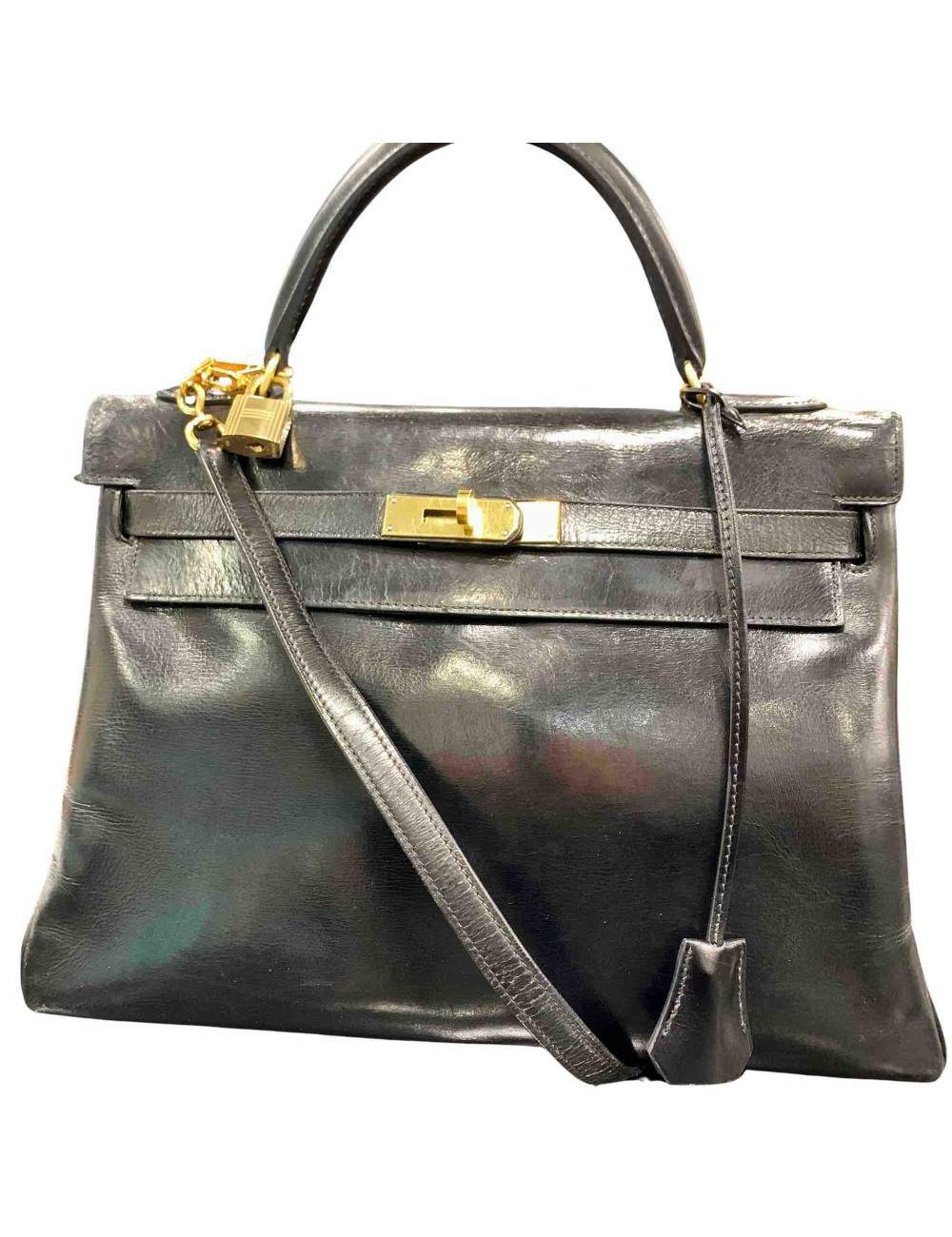A REPARER Kelly 32 HERMES box noir Vintage