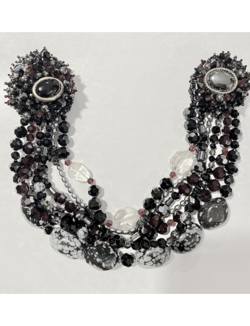 Broche chatelaine CHANEL multirangs pierres