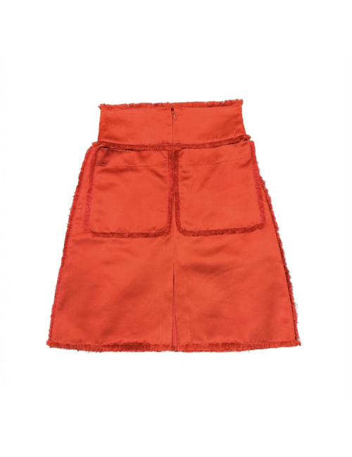 CHANEL T38 en red Duchess silk skirt