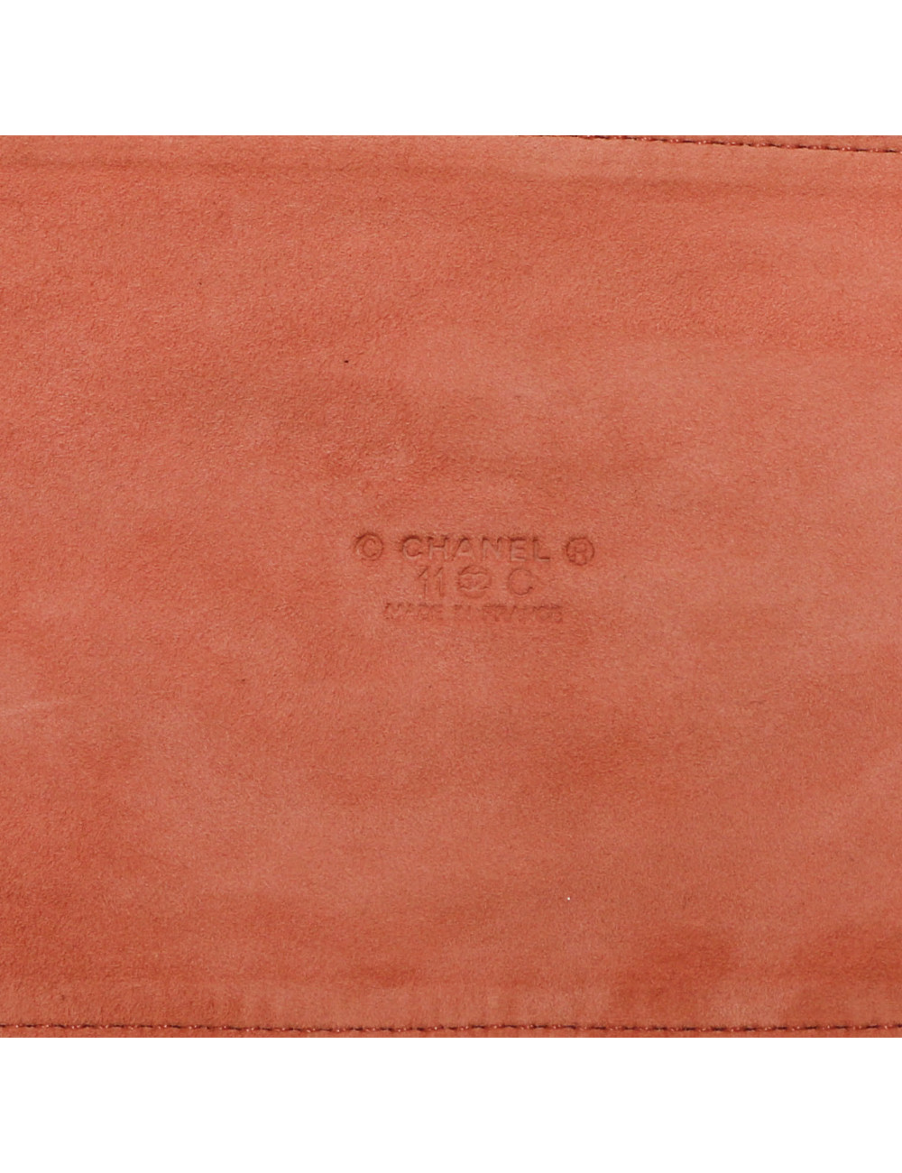 CHANEL coral calfskin suede wide belt