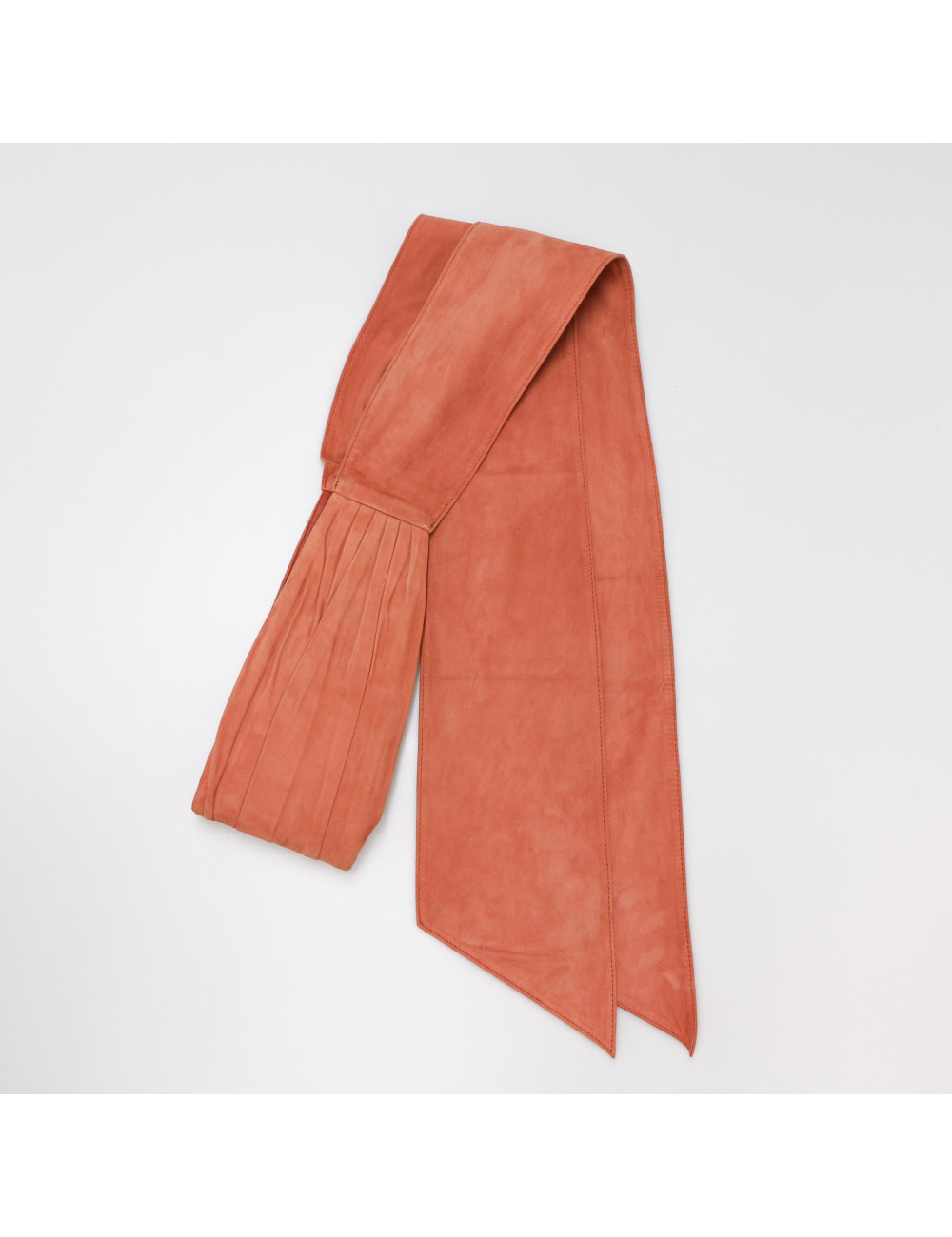 CHANEL coral calfskin suede wide belt