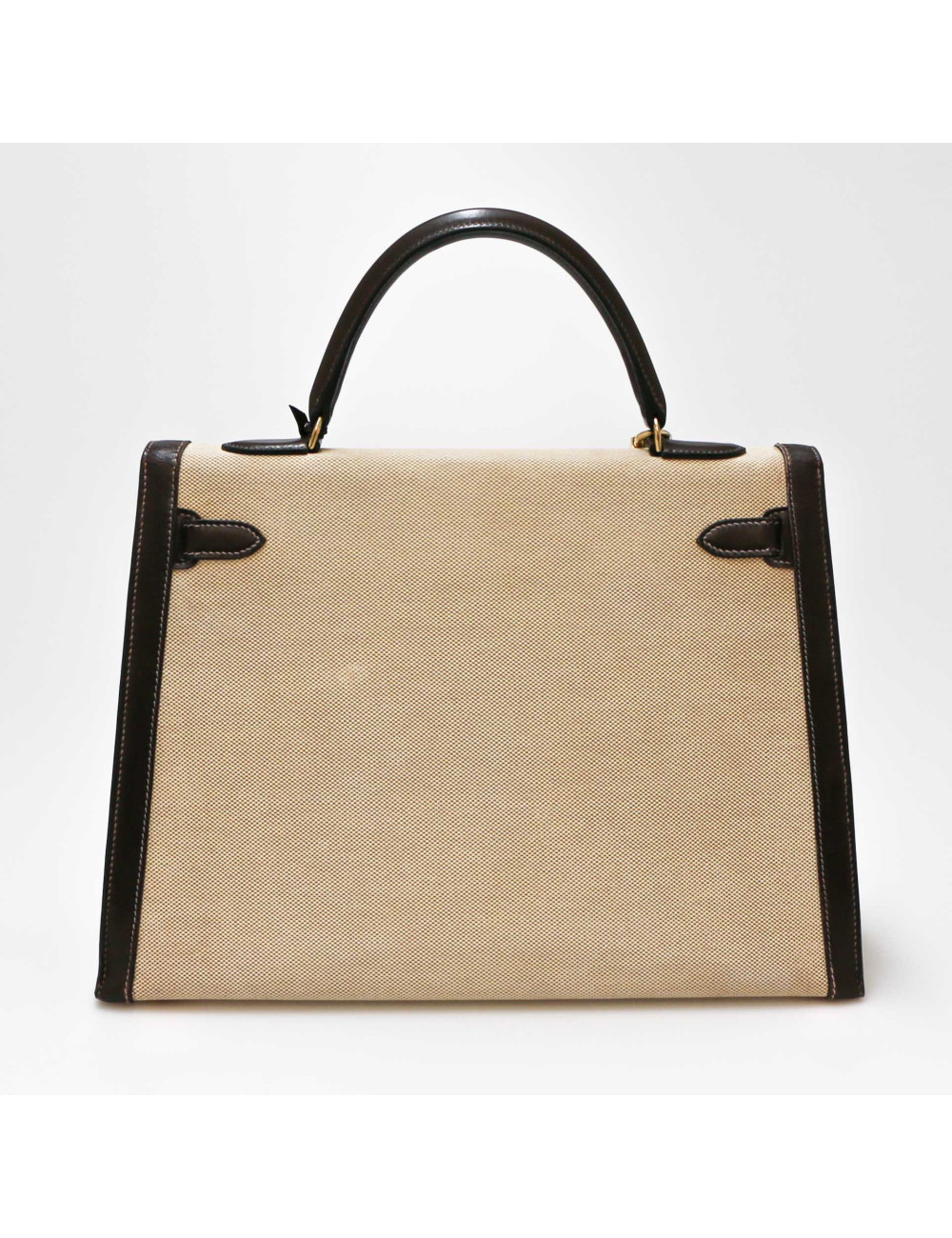 Kelly 35 HERMES toile et cuir marron