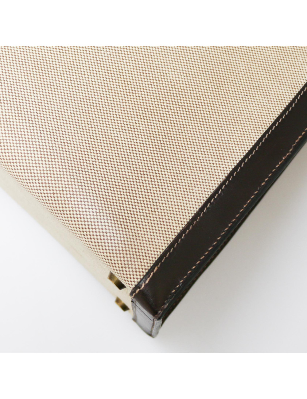 Kelly 35 HERMES toile et cuir marron