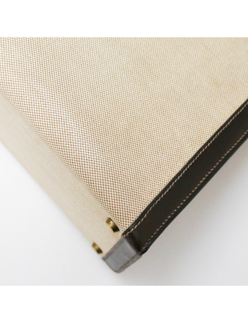 Kelly 35 HERMES toile et cuir marron