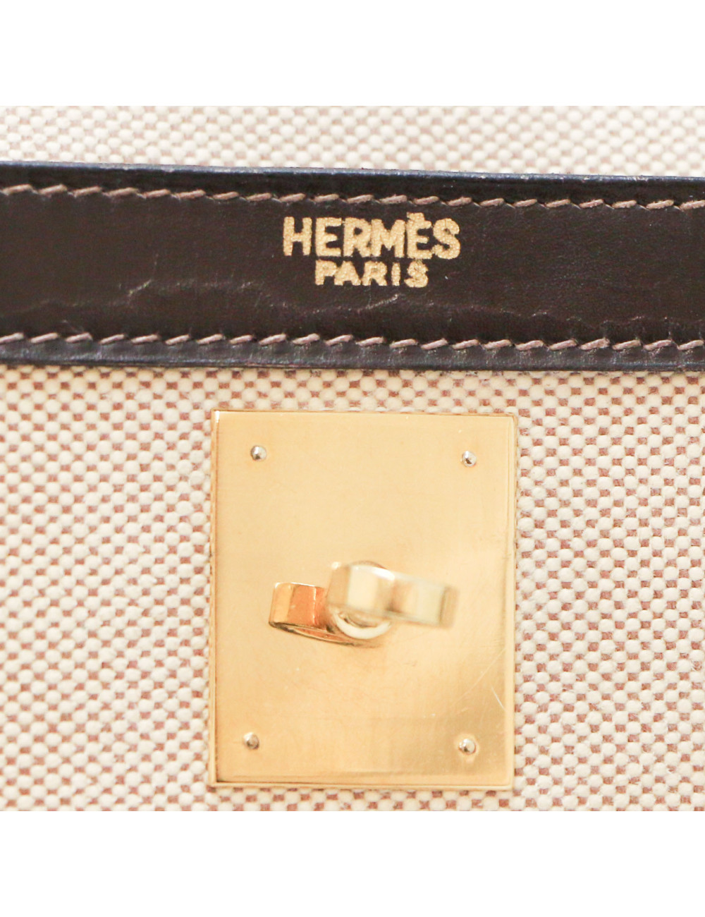 Kelly 35 HERMES toile et cuir marron