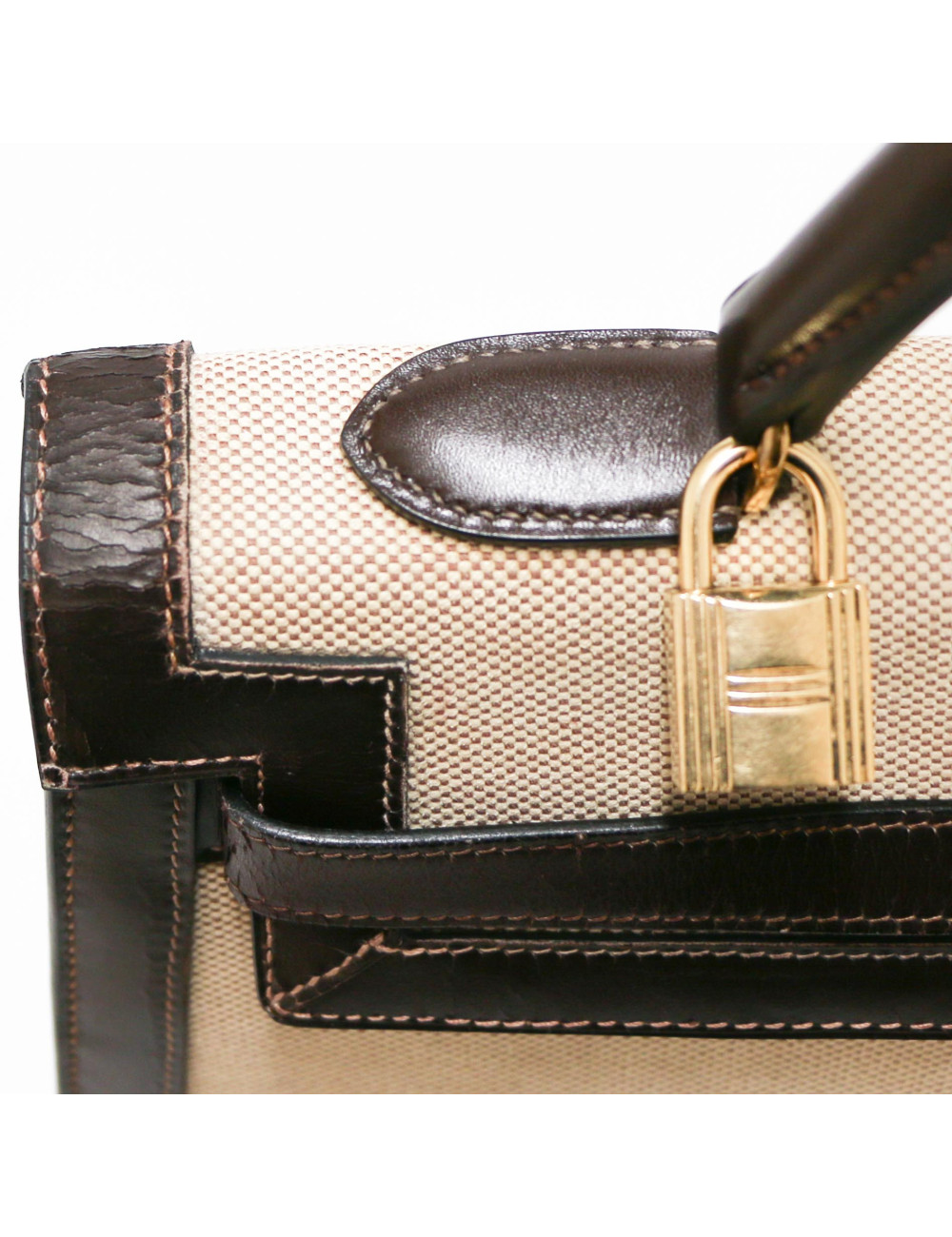 Kelly 35 HERMES toile et cuir marron