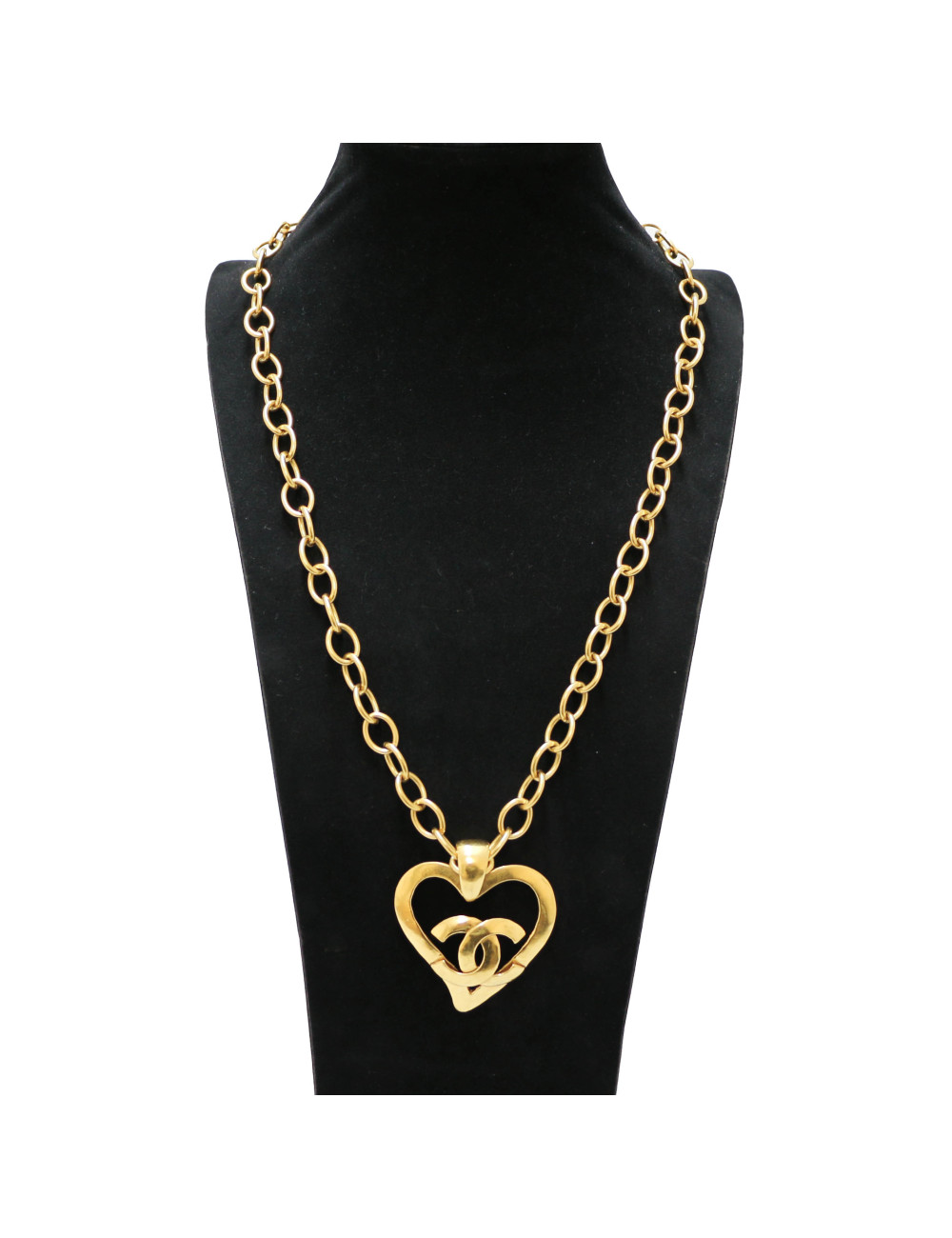 Sautoir cœur CHANEL doré Vintage