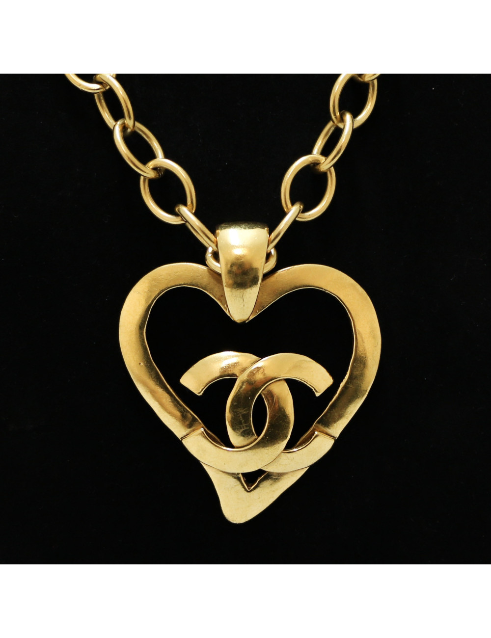 Sautoir cœur CHANEL doré Vintage