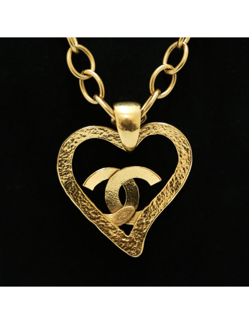 Sautoir cœur CHANEL doré Vintage