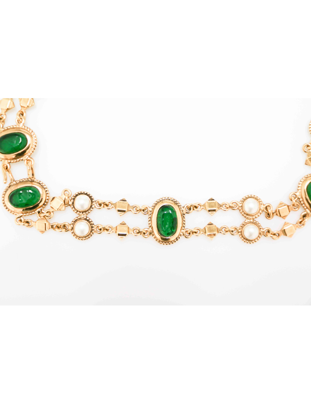 CHANEL Vintage emerald molten glass belt 