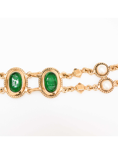 CHANEL Vintage emerald molten glass belt 