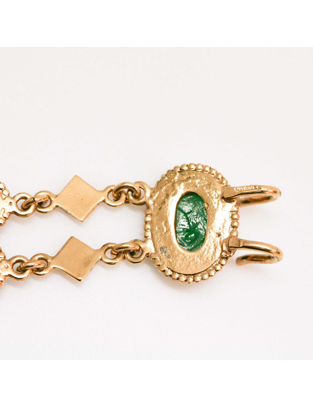 CHANEL Vintage emerald molten glass belt 