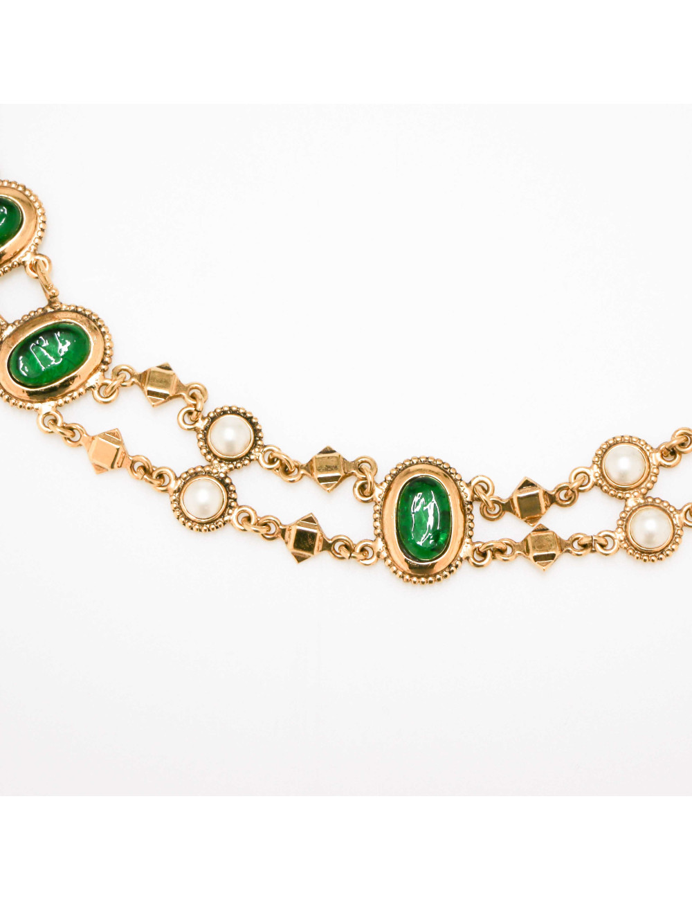 CHANEL Vintage emerald molten glass belt 