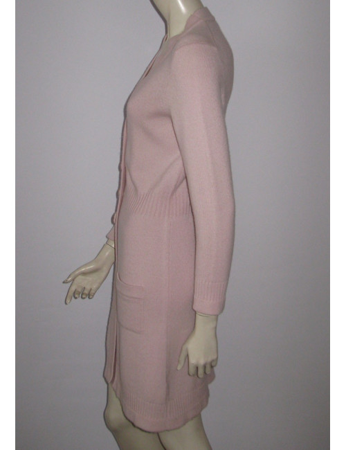 gilet long CHANEL cachemire rose t 38