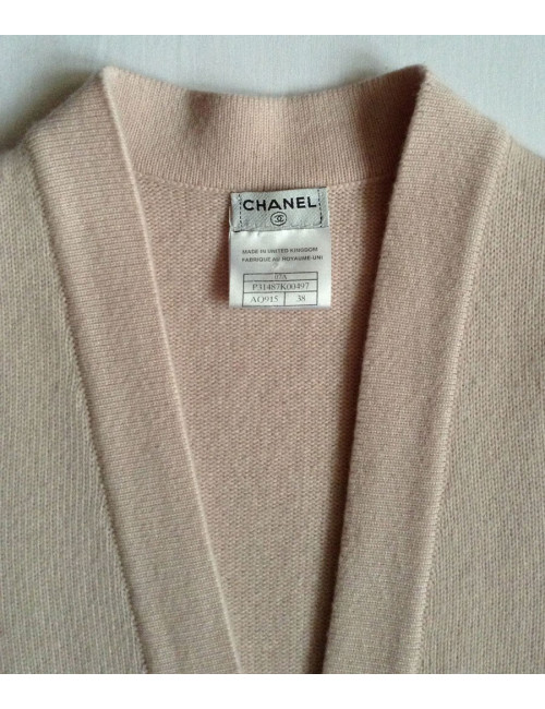 Gilet long CHANEL cachemire rose t 38