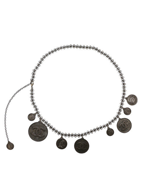 Ceinture sautoir CHANEL pièces argent 