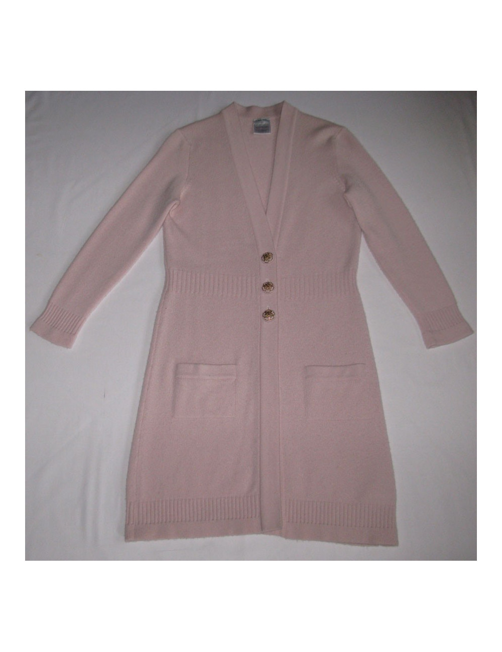 Gilet long CHANEL cachemire rose t 38