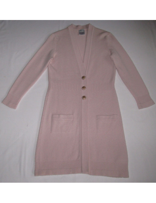 Gilet long CHANEL cachemire rose t 38