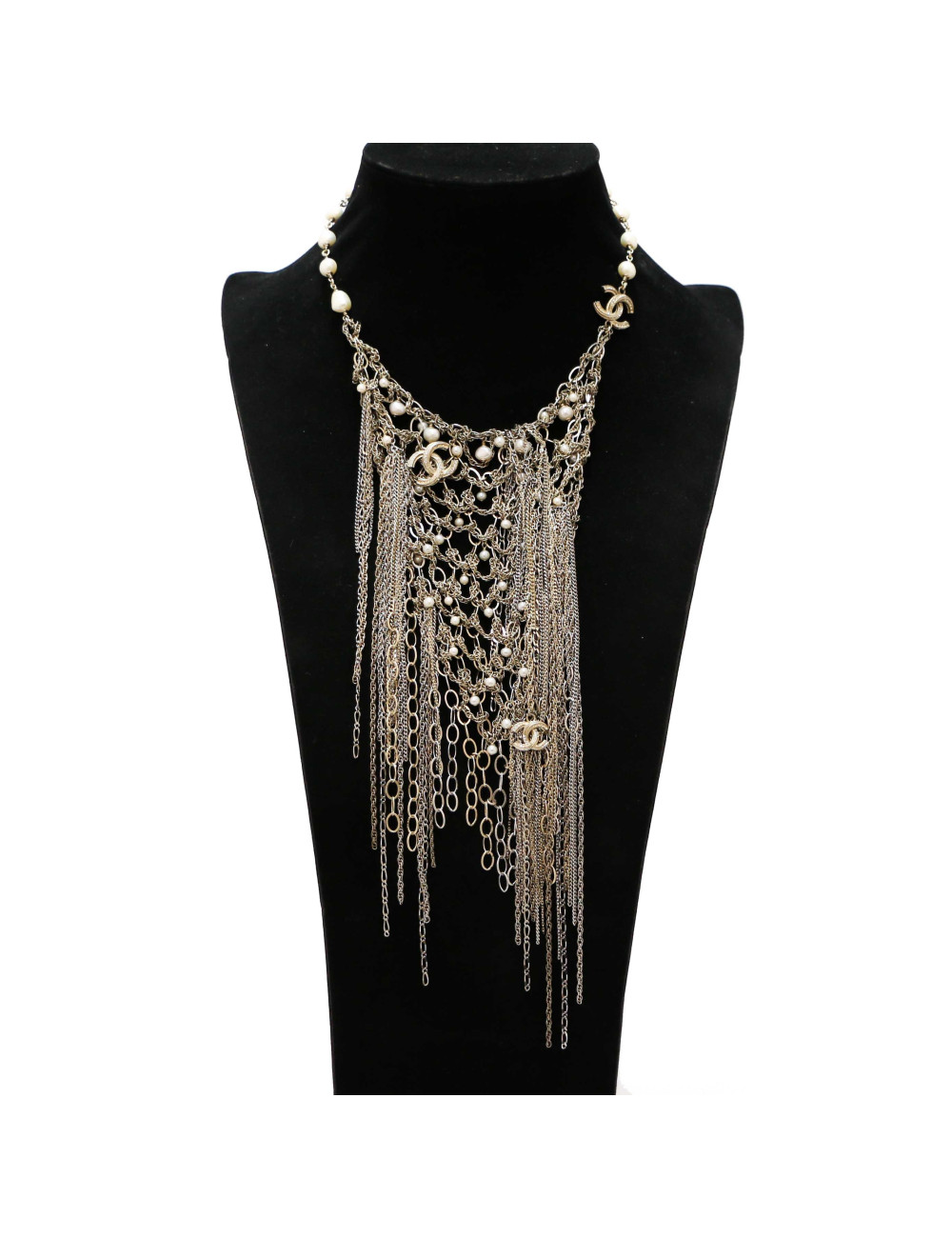 Plastron CHANEL chainettes perles