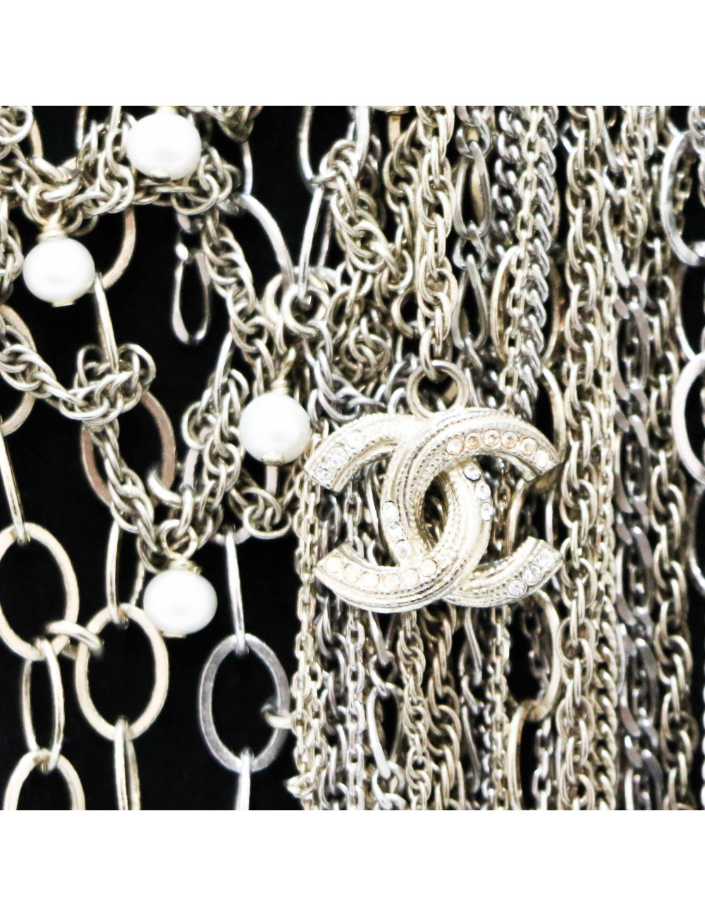 Plastron CHANEL chainettes perles