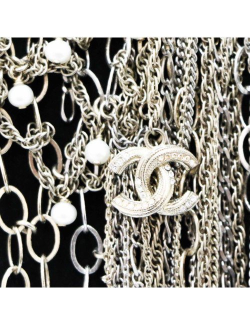 Plastron CHANEL chainettes perles