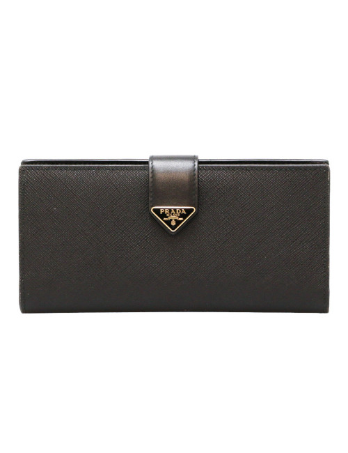 Portefeuille PRADA cuir Saffiano noir 