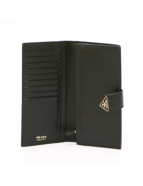 Portefeuille PRADA cuir Saffiano noir 