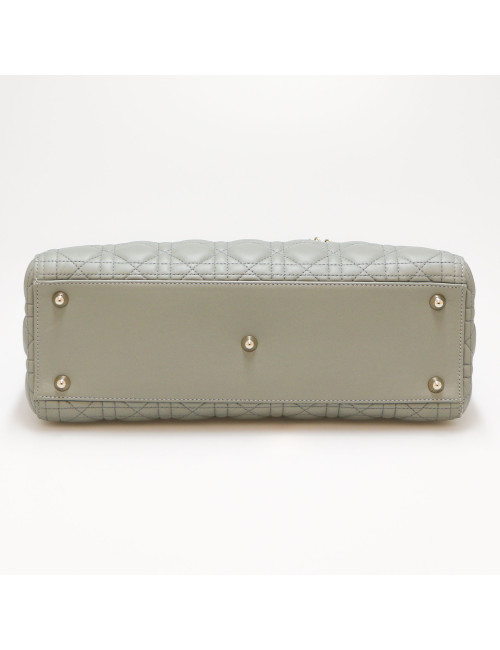 Sac Lady D CHRISTIAN DIOR cuir gris GM