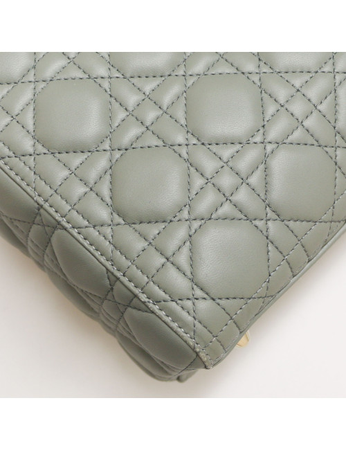 Sac Lady D CHRISTIAN DIOR cuir gris GM