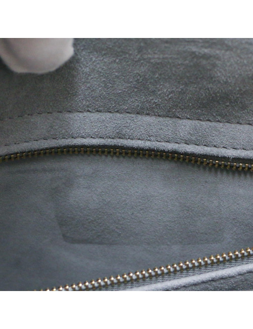 Sac Lady D CHRISTIAN DIOR cuir gris GM