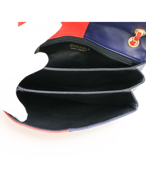 Sac CHANEL cuir d'agneau tricolore