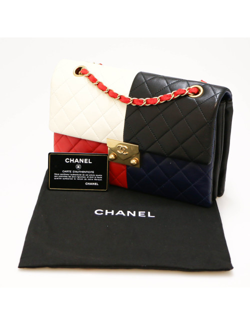 Sac CHANEL cuir d'agneau tricolore
